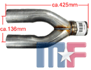 Exhaust pipe Y-pipe 3" (76,2mm) ID/OD
